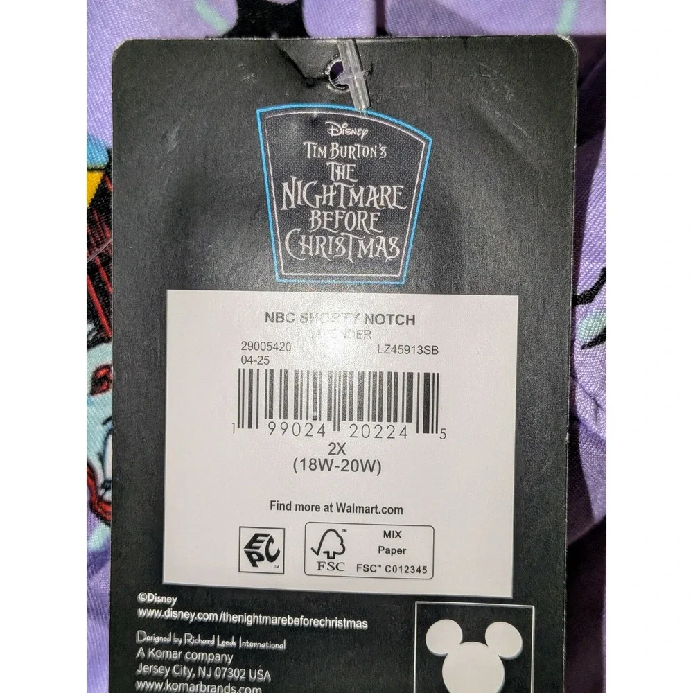 Disney Nightmare Before Christmas Lavender Argyle‎ Pajama Shorts Set 2X NWT - Picture 6 of 11